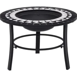 Discount The Living Store bålfad mosaik 68 cm keramik sort og hvid - Ildsteder Pejse