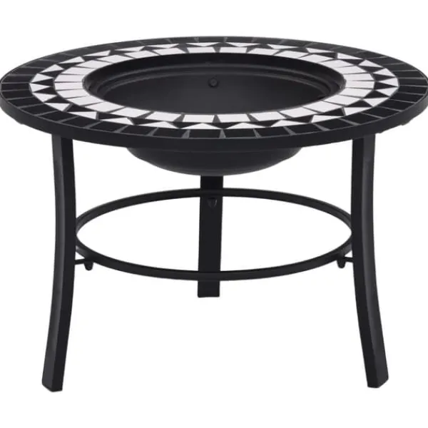Discount The Living Store bålfad mosaik 68 cm keramik sort og hvid - Ildsteder Pejse