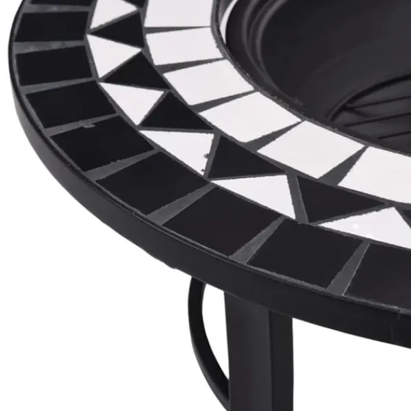 Discount The Living Store bålfad mosaik 68 cm keramik sort og hvid - Ildsteder Pejse