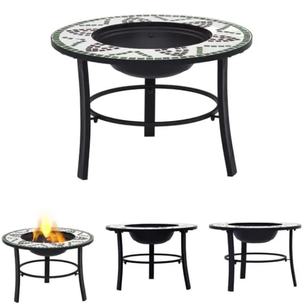 Pejse^The Living Store bålfad mosaik 68 cm keramik grøn - Ildsteder