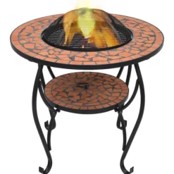 Clearance The Living Store bålfad mosaik 68 cm keramik terracottafarvet - Ildsteder Pejse
