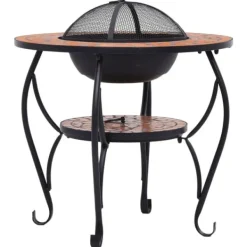 Clearance The Living Store bålfad mosaik 68 cm keramik terracottafarvet - Ildsteder Pejse