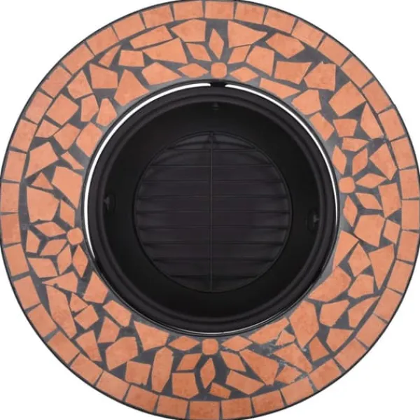 Pejse^The Living Store bålfad mosaik 68 cm keramik terracottafarvet - Ildsteder