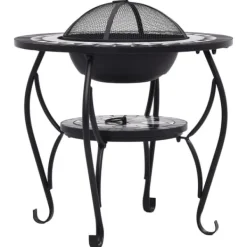 Pejse^The Living Store bålfad mosaik 68 cm keramik sort og hvid - Ildsteder