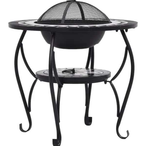 Pejse^The Living Store bålfad mosaik 68 cm keramik sort og hvid - Ildsteder