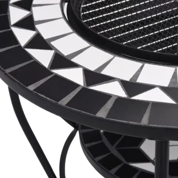 Pejse^The Living Store bålfad mosaik 68 cm keramik sort og hvid - Ildsteder