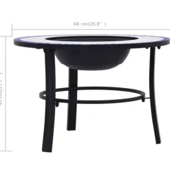 The Living Store bålfad mosaik 68 cm keramik blå og hvid - Ildsteder Pejse