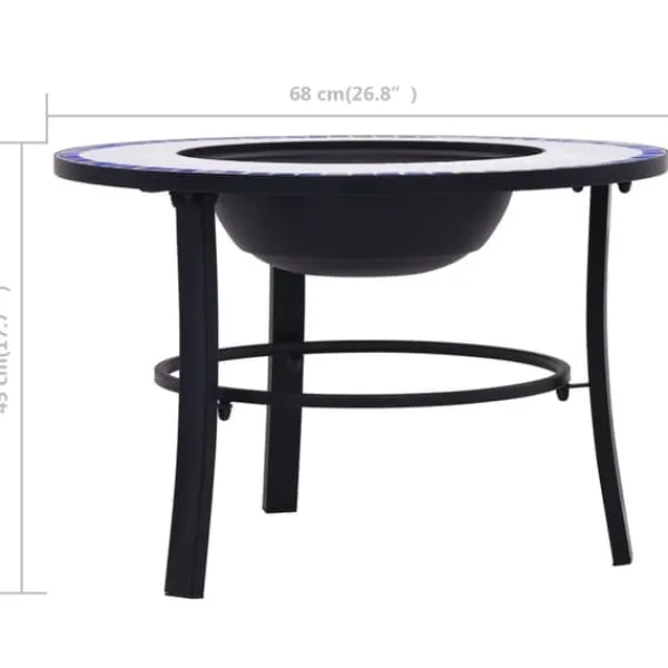 The Living Store bålfad mosaik 68 cm keramik blå og hvid - Ildsteder Pejse
