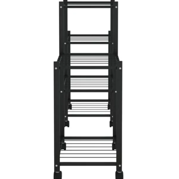 Plantestativer^The Living Store blomsterstativ med hjul 83x25x63,5 cm jern sort - Planteborde