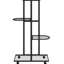 Plantestativer^The Living Store blomsterstativ 4 niveauer med hjul 44x23x80 cm jern sort - Planteborde