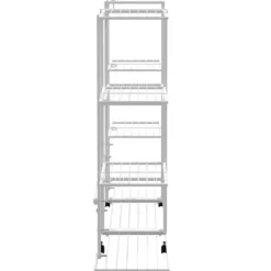 Plantestativer^The Living Store blomsterstativ med hjul 94,5x24,5x91,5 cm jern hvid - Planteborde