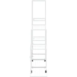 The Living Store blomsterstativ med hjul 94,5x25x92,5 cm metal hvid - Planteborde Plantestativer