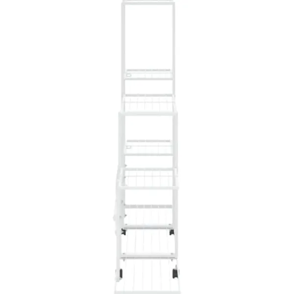The Living Store blomsterstativ med hjul 94,5x25x92,5 cm metal hvid - Planteborde Plantestativer