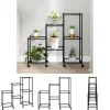 Plantestativer^The Living Store blomsterstativ med hjul 83x25x83,5 cm jern sort - Planteborde