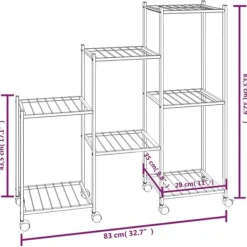 Plantestativer^The Living Store blomsterstativ med hjul 83x25x83,5 cm jern sort - Planteborde