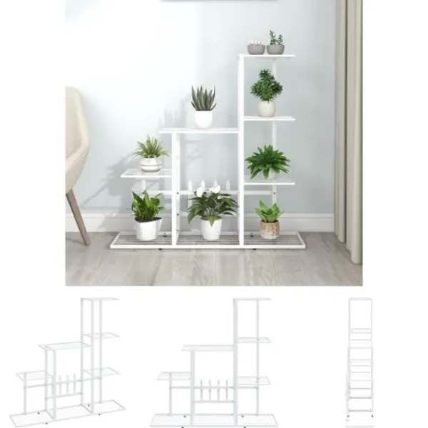 New The Living Store blomsterstativ 94,5x25x88 cm metal hvid - Planteborde Plantestativer