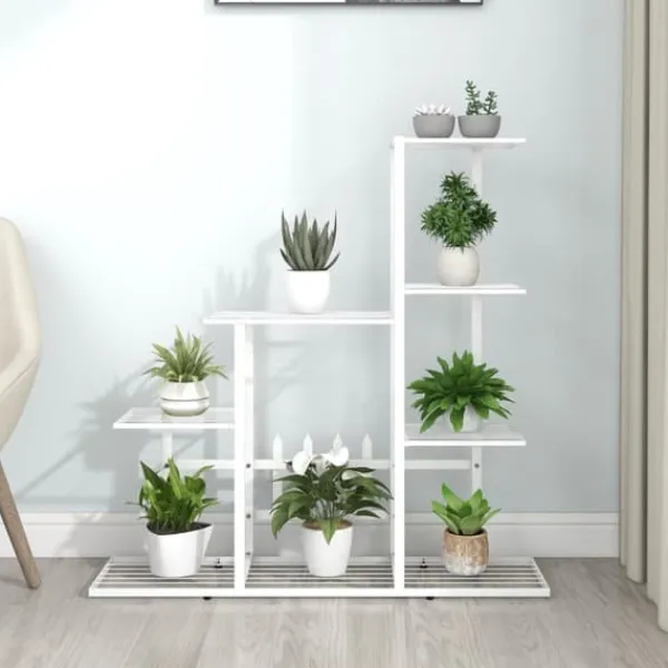 New The Living Store blomsterstativ 94,5x25x88 cm metal hvid - Planteborde Plantestativer