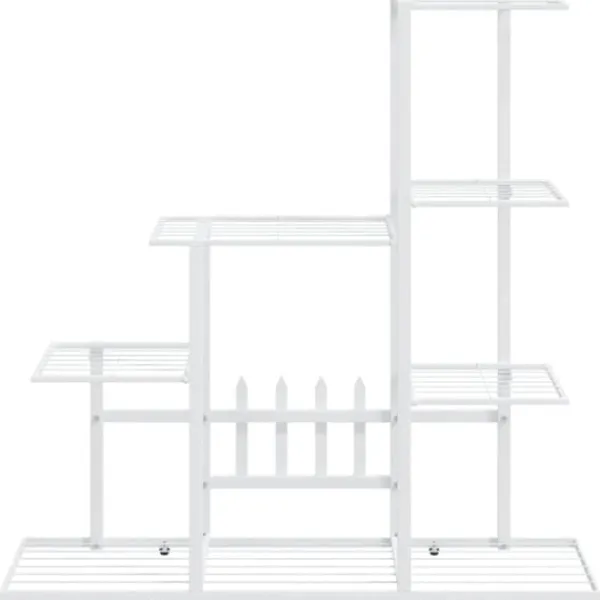 New The Living Store blomsterstativ 94,5x25x88 cm metal hvid - Planteborde Plantestativer