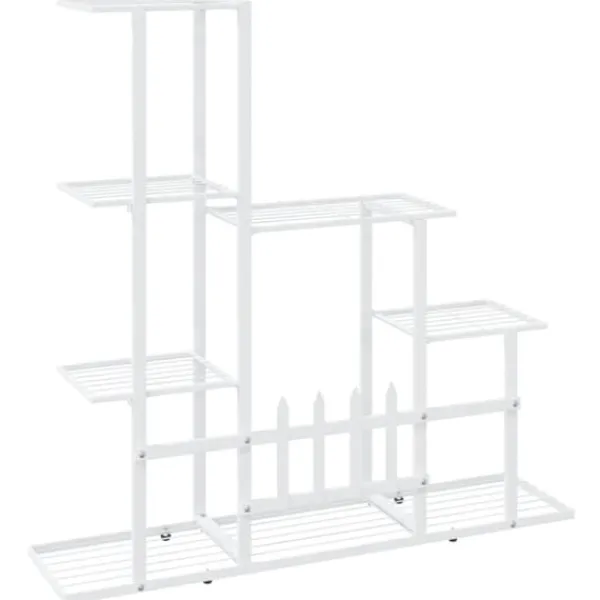New The Living Store blomsterstativ 94,5x25x88 cm metal hvid - Planteborde Plantestativer