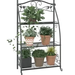 Best The Living Store blomsterstativ 56x30x96 cm stål sort - Planteborde Plantestativer