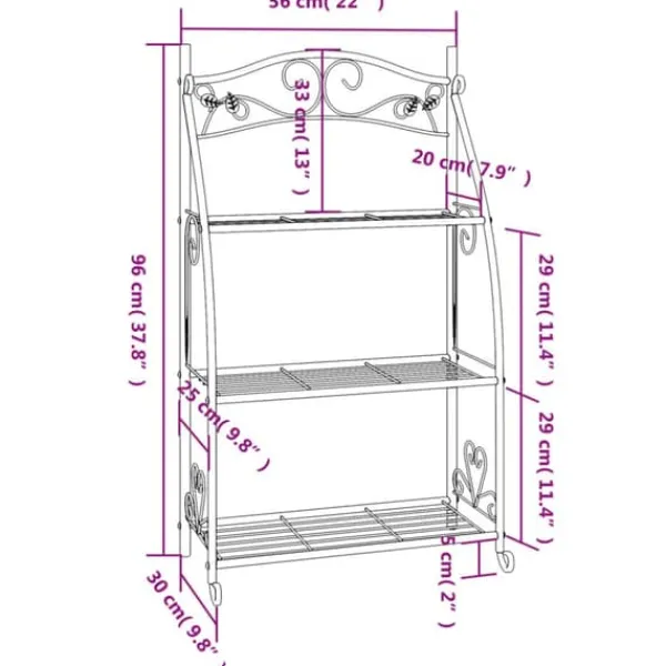 Best The Living Store blomsterstativ 56x30x96 cm stål sort - Planteborde Plantestativer