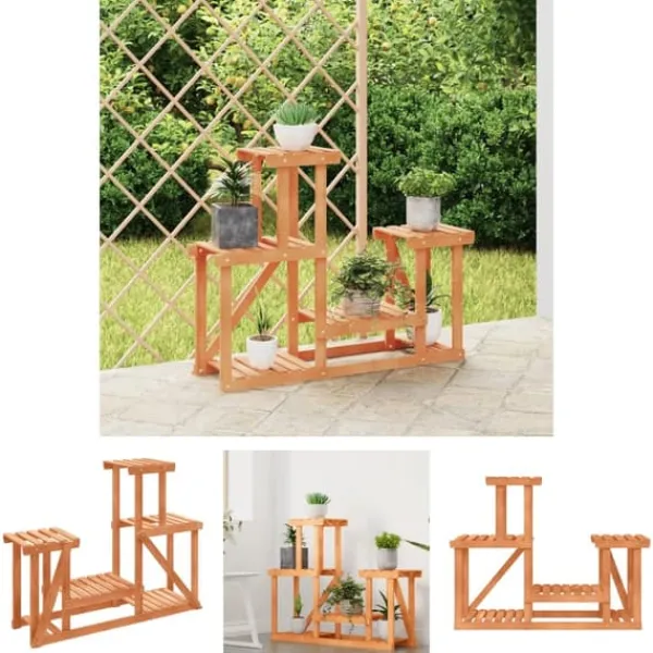 Plantestativer^The Living Store blomsterstativ 90x25x73,5 cm massivt fyrretræ - Planteborde