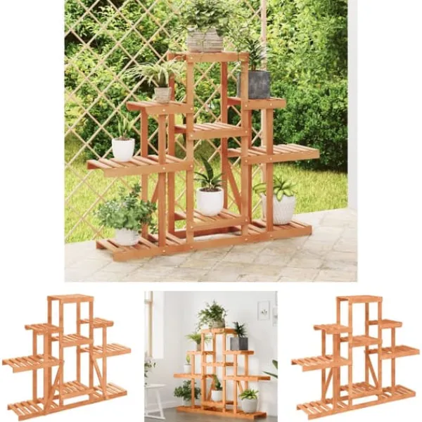 Plantestativer^The Living Store blomsterstativ 110x25x98 cm massivt fyrretræ - Planteborde