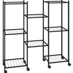 New The Living Store blomsterstativ med hjul 83x25x83,5 cm jern sort - Planteborde Plantestativer