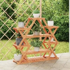 Clearance The Living Store blomsterstativ 110x25x105 cm massivt fyrretræ - Planteborde Plantestativer
