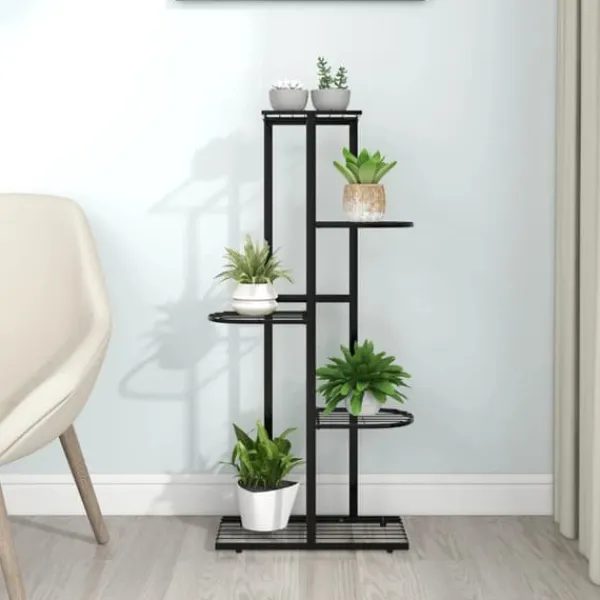 Plantestativer^The Living Store blomsterstativ i 5 niveauer 43x22x98 cm metal sort - Planteborde