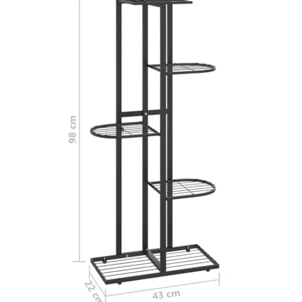 Plantestativer^The Living Store blomsterstativ i 5 niveauer 43x22x98 cm metal sort - Planteborde