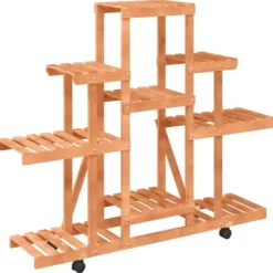 Plantestativer^The Living Store blomsterstativ med hjul 110x25x101 cm massivt fyrretræ - Planteborde