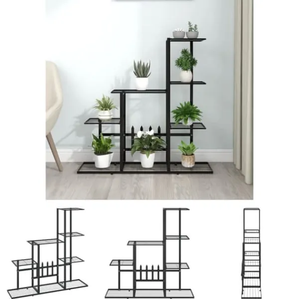 Plantestativer^The Living Store blomsterstativ 94,5x25x88 cm metal sort - Planteborde