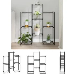 New The Living Store blomsterstativ 85x25x100 cm jern sort - Planteborde Plantestativer