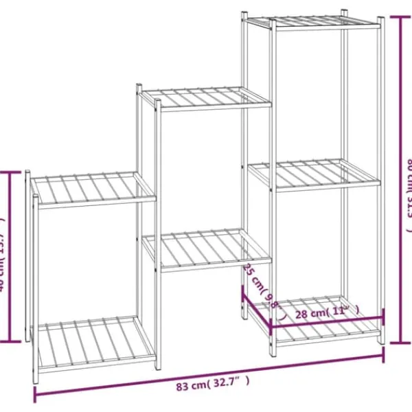 Plantestativer^The Living Store blomsterstativ 83x25x80 cm jern sort - Planteborde