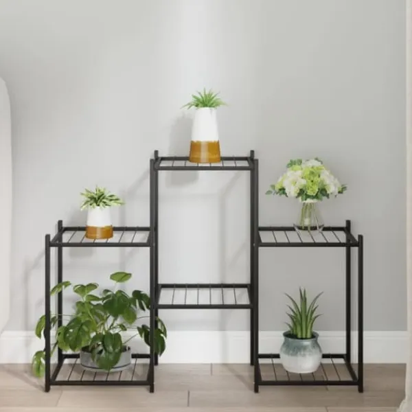 Discount The Living Store blomsterstativ 83x25x60 cm jern sort - Planteborde Plantestativer