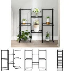 Plantestativer^The Living Store blomsterstativ 83x25x80 cm jern sort - Planteborde
