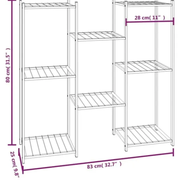 Plantestativer^The Living Store blomsterstativ 83x25x80 cm jern sort - Planteborde