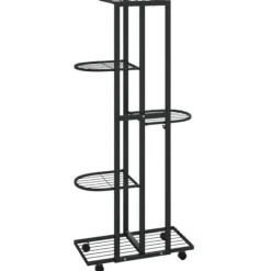 Plantestativer^The Living Store blomsterstativ 5 niveauer med hjul 44x23x100 cm jern sort - Planteborde