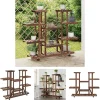 New The Living Store blomsterstativ med hjul 110x25x115 cm massivt fyrretræ - Planteborde Plantestativer