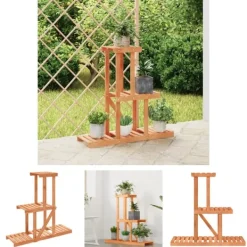 New The Living Store blomsterstativ 81x25x75,5 cm massivt fyrretræ - Planteborde Plantestativer