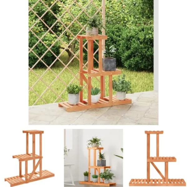 New The Living Store blomsterstativ 81x25x75,5 cm massivt fyrretræ - Planteborde Plantestativer