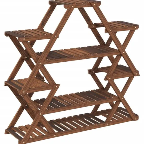 Plantestativer^The Living Store blomsterstativ 110x25x105 cm massivt fyrretræ - Planteborde