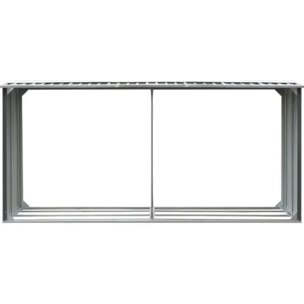 Tilbehør Til Brændeovne & Pejse^The Living Store brændeskur til haven galvaniseret stål 330 x 92 x 153 cm grå - Brændekurve – tilbehør