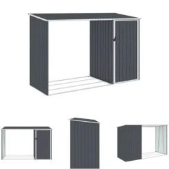 Hot The Living Store brændeskur 245x98x159 cm galvaniseret stål antracitgrå - Skure & Redskabsskure Skure, Garager & Carports
