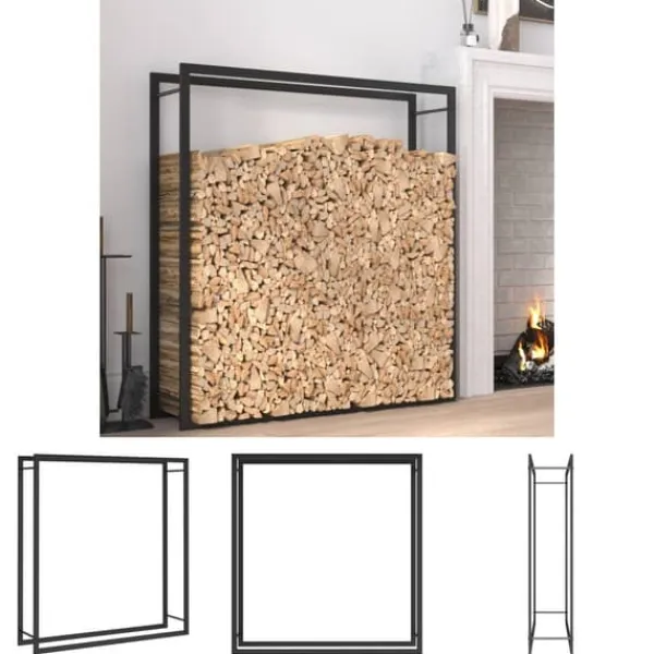 Tilbehør Til Brændeovne & Pejse^The Living Store brændestativ 110x28x116 cm stål matsort - Brændekurve