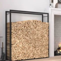 Tilbehør Til Brændeovne & Pejse^The Living Store brændestativ 110x28x116 cm stål matsort - Brændekurve