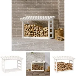 Tilbehør Til Brændeovne & Pejse^The Living Store brændestativ 108x64,5x78 cm massivt fyrretræ hvid - Brændekurve – tilbehør