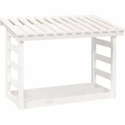 Tilbehør Til Brændeovne & Pejse^The Living Store brændestativ 108x64,5x78 cm massivt fyrretræ hvid - Brændekurve – tilbehør