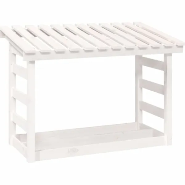 Tilbehør Til Brændeovne & Pejse^The Living Store brændestativ 108x64,5x78 cm massivt fyrretræ hvid - Brændekurve – tilbehør